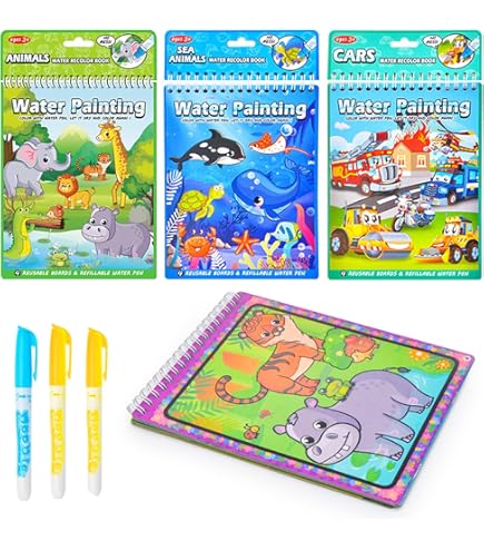 Set de 3 libros reutilizables para pintar con agua