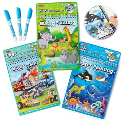 Set de 3 libros reutilizables para pintar con agua